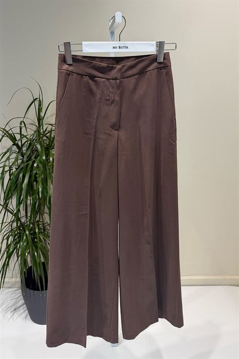 Kahverengi Tencel Palazzo Pantolon