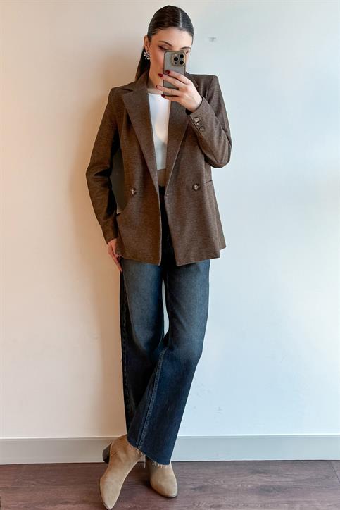 Kahverengi Yün Blazer Ceket