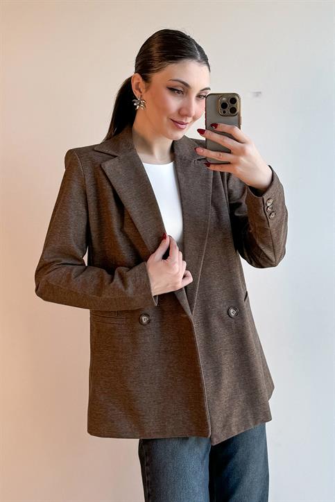 Kahverengi Yün Blazer Ceket