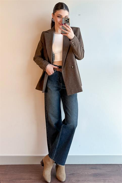Kahverengi Yün Blazer Ceket