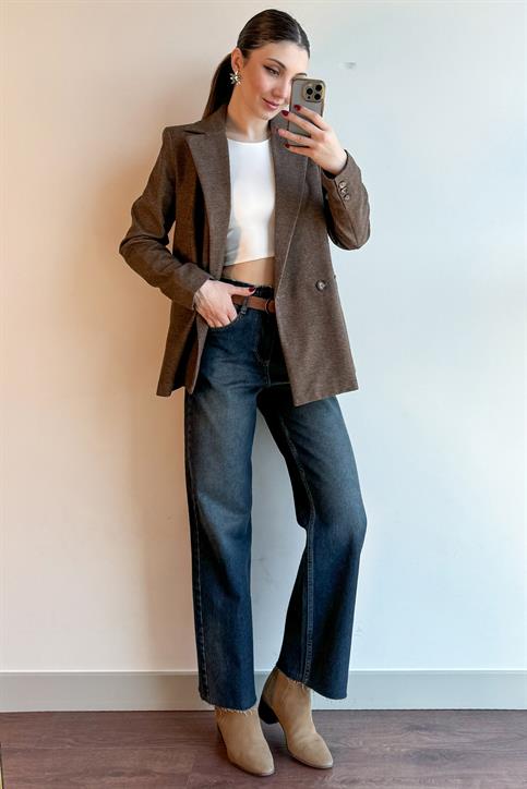 Kahverengi Yün Blazer Ceket