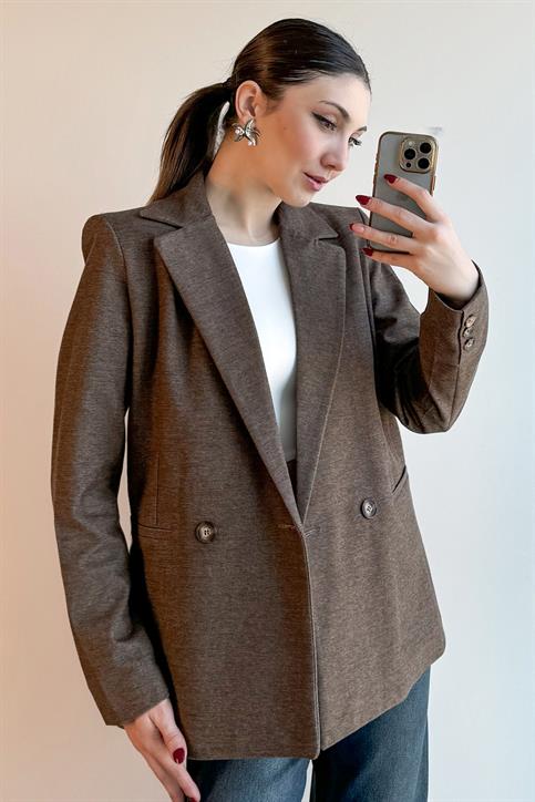 Kahverengi Yün Blazer Ceket