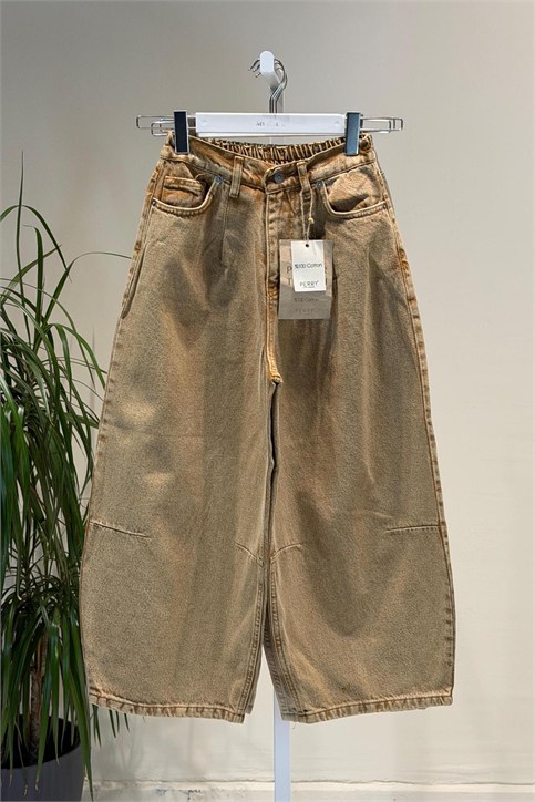 Karamel Vintage Yıkamalı Denim