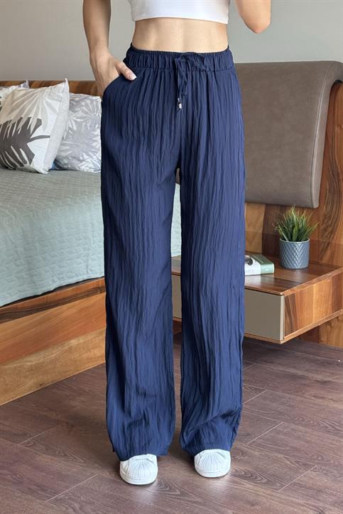 Lacivert Beli Lastikli Pantolon