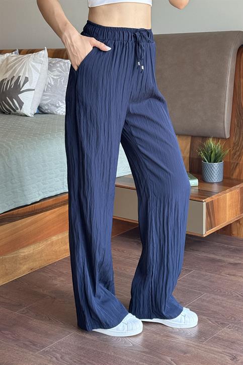 Lacivert Beli Lastikli Pantolon