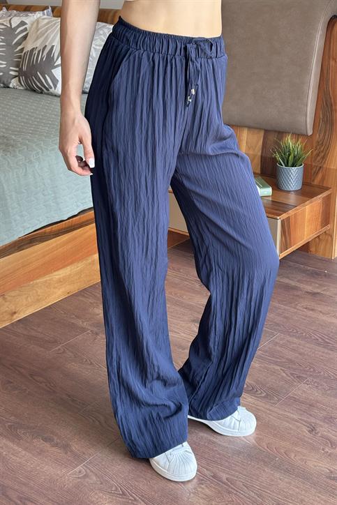Lacivert Beli Lastikli Pantolon