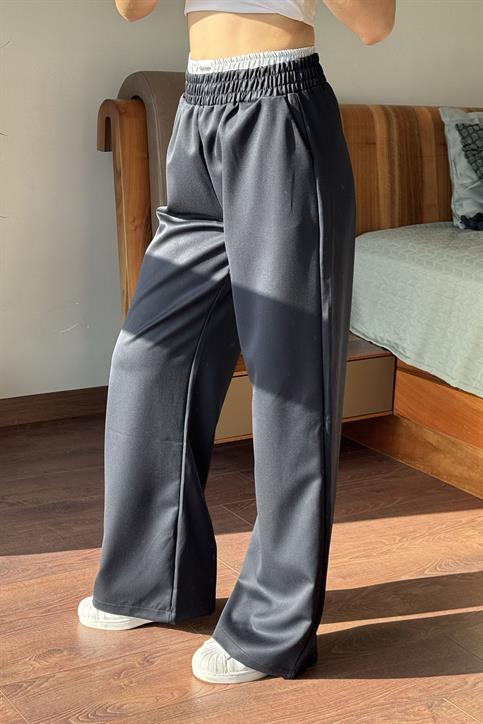 Lacivert Çift Lastikli Geniş Paça Pantolon