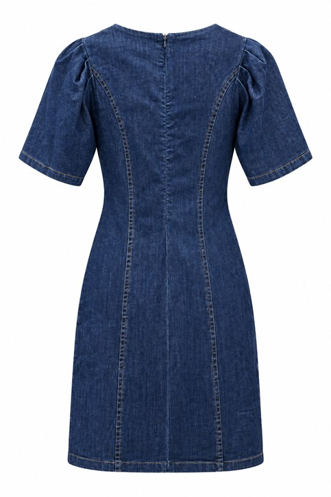Lacivert Denim Elbise