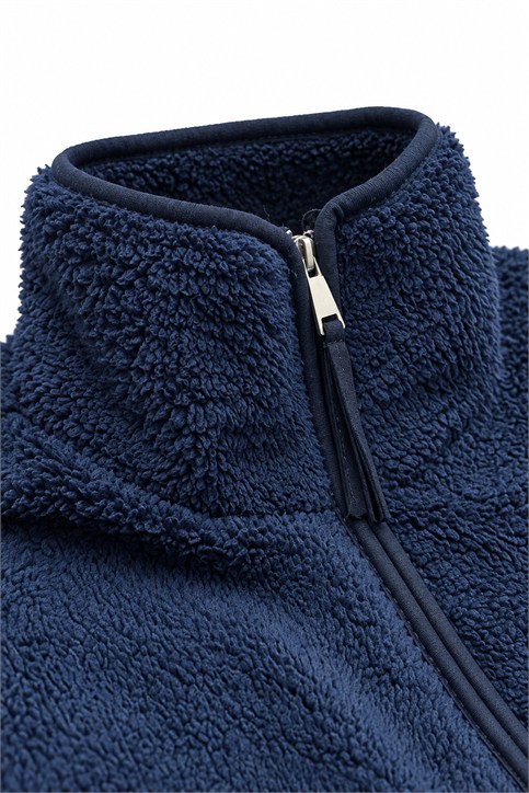 Lacivert Fermuarlı Polar Sweatshirt