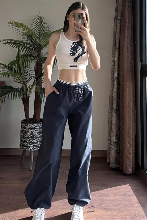 Lacivert Free Wild Bel Bantlı Pantolonlu Takım
