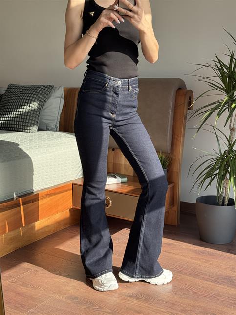 Lacivert İspanyol Paça Likralı Jean