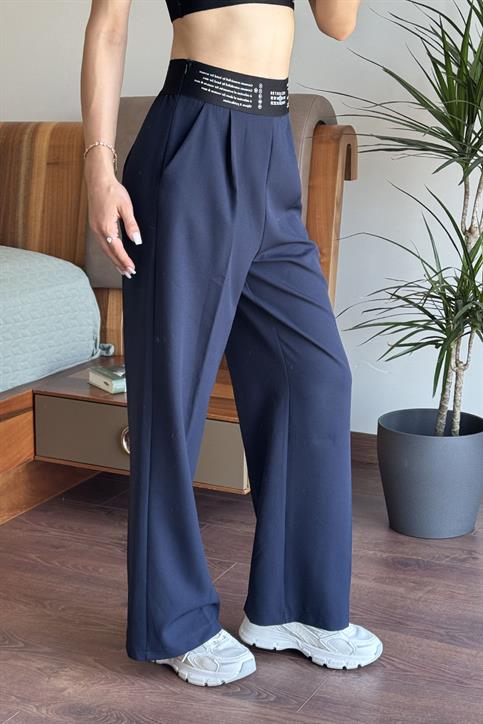 Lacivert Lastik Detaylı Pantolon