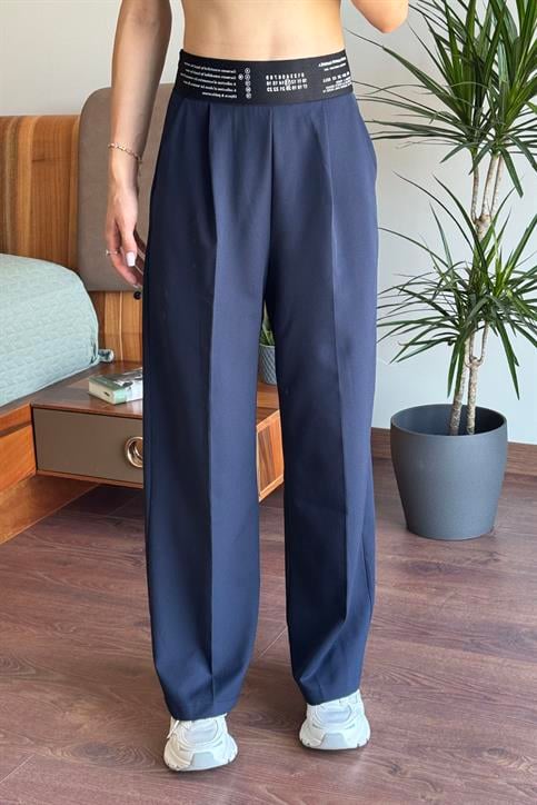 Lacivert Lastik Detaylı Pantolon