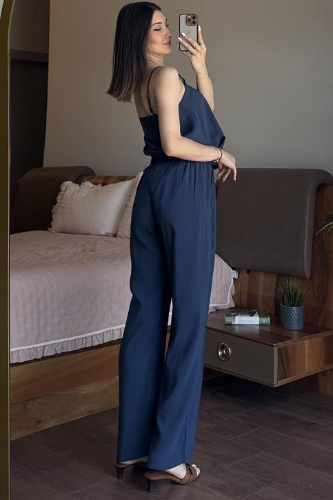 Lacivert Massi İp Askılı Tencel Takım