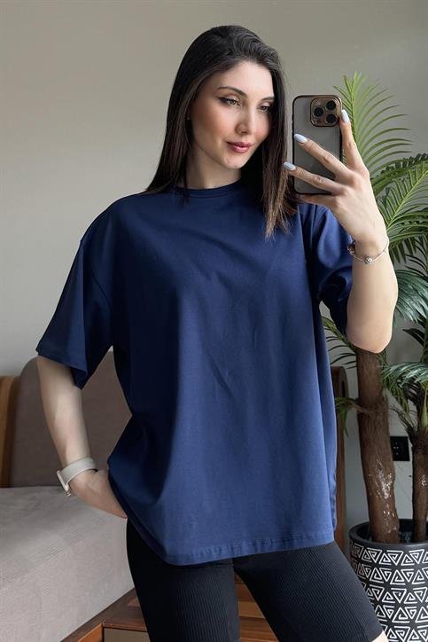 Lacivert Overisze T Shirt