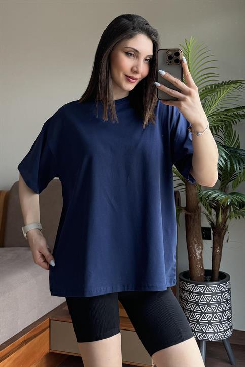 Lacivert Overisze T Shirt