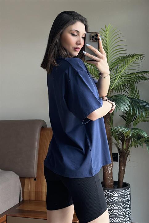 Lacivert Overisze T Shirt