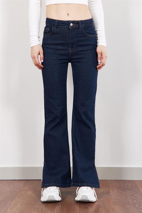 Lacivert Push Up Yandan Yırtmaçlı Jean