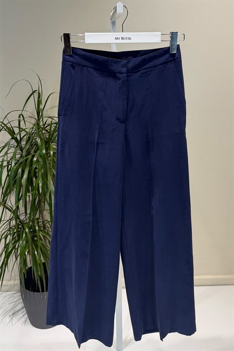 Lacivert Tencel Palazzo Pantolon
