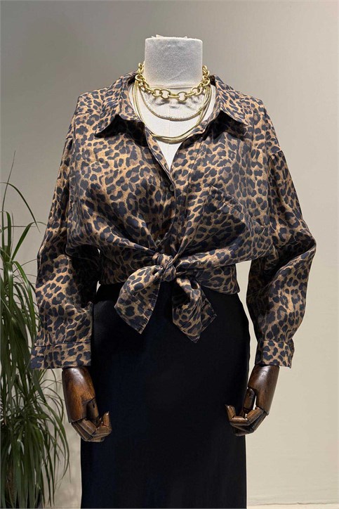 Leopar Oversize Gömlek