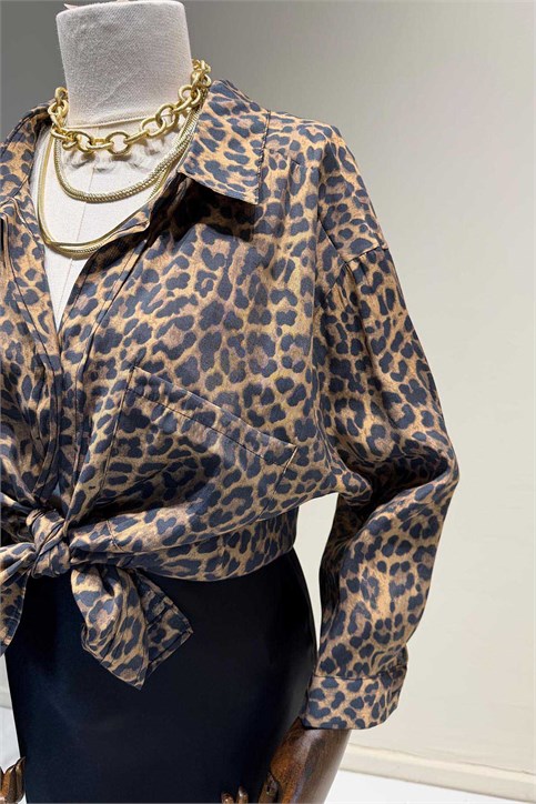 Leopar Oversize Gömlek