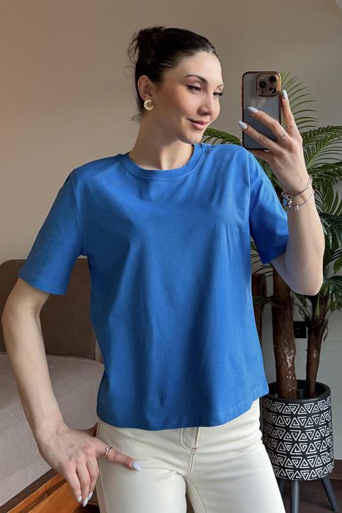 Mavi Kısa Kol T Shirt