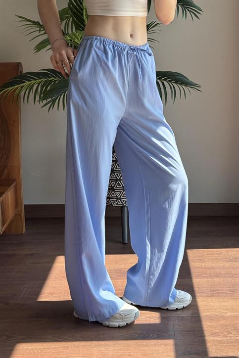 Mavi Modal Karışımlı Bağcıklı Pantolon