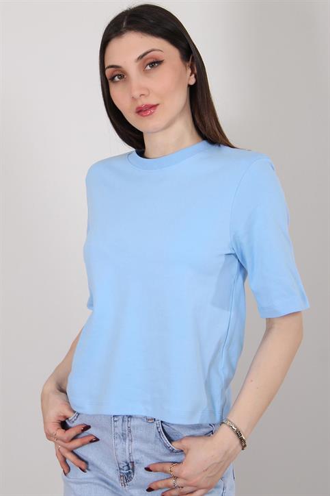 Mavi Vatkalı T Shirt