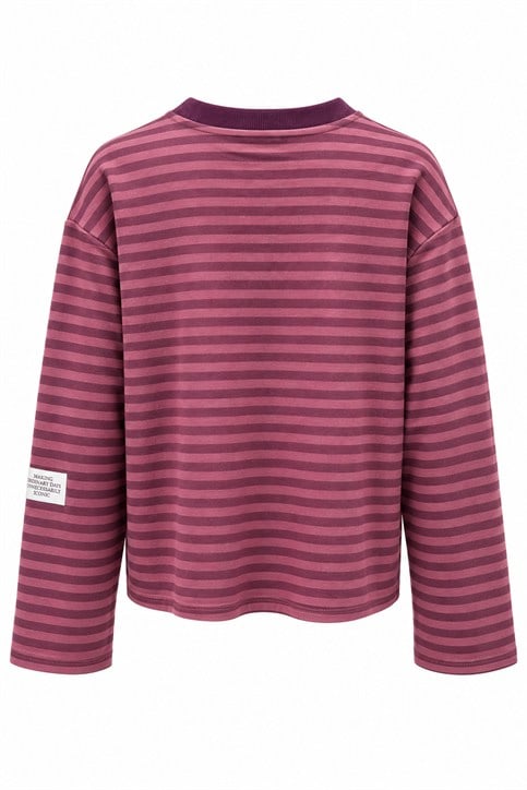 Mor Pembe Doing My Thing Kolu Armalı Geniş Kollu Sweatshirt