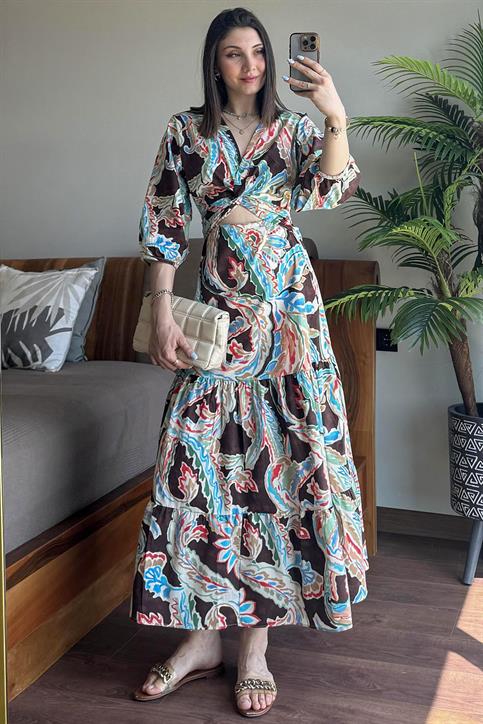 Multi Poplin Desenli Elbise