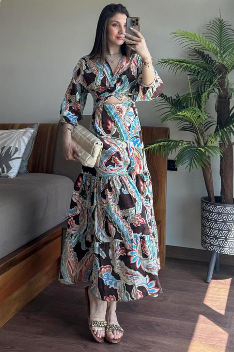 Multi Poplin Desenli Elbise