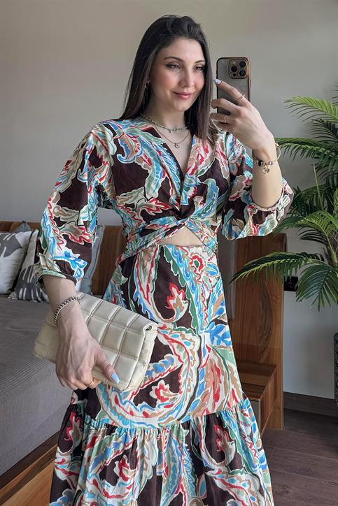 Multi Poplin Desenli Elbise