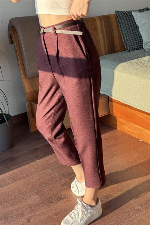 Mürdüm Kemerli Havuç Pantolon