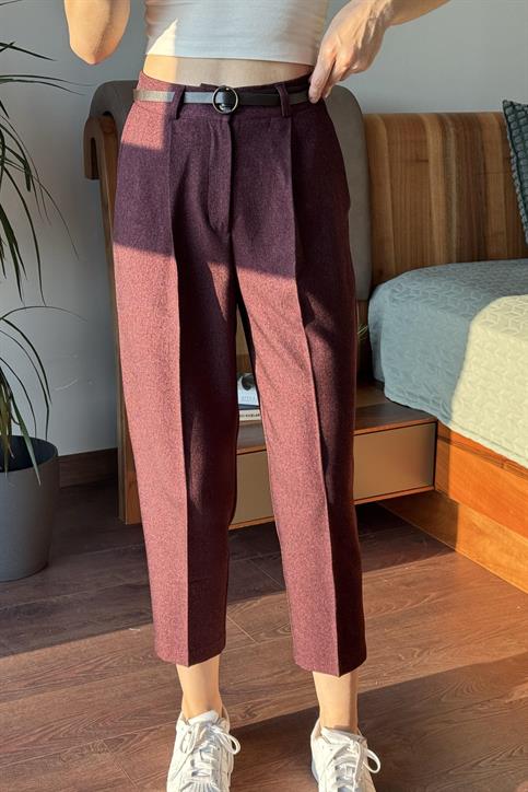 Mürdüm Kemerli Havuç Pantolon