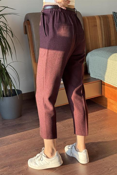 Mürdüm Kemerli Havuç Pantolon