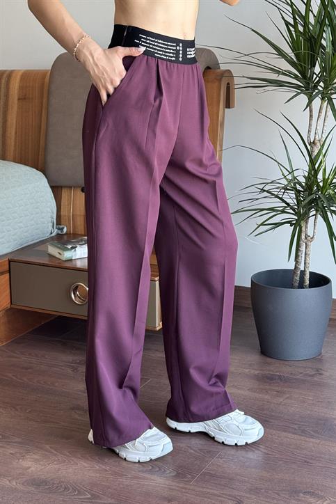 Mürdüm Lastik Detaylı Pantolon