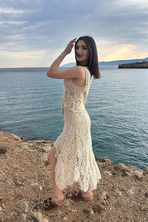 Naturel Örme Etek Bluz Takım