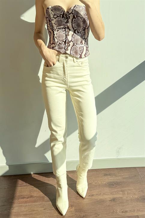 Naturel Paça Kesik Boyfit Jean
