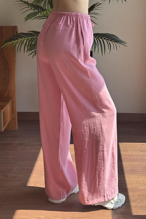 Pembe Modal Karışımlı Bağcıklı Pantolon