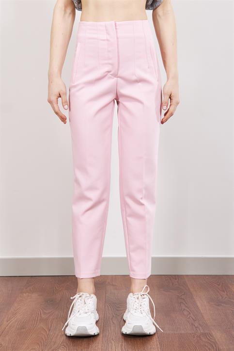 Pembe Önü Flatolu Kumaş  Pantolon