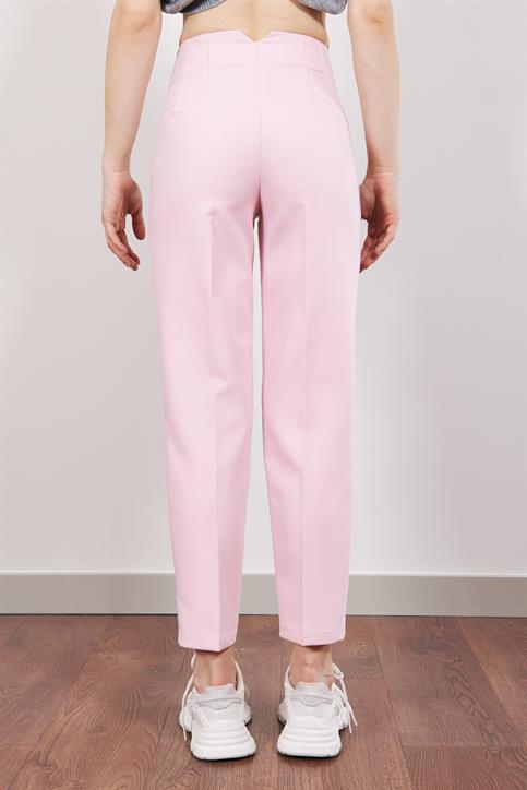 Pembe Önü Flatolu Kumaş  Pantolon