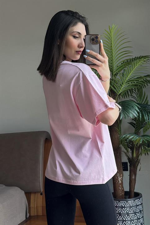 Pembe Overisze T Shirt
