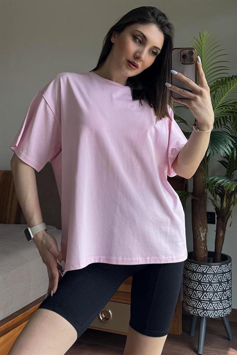 Pembe Overisze T Shirt