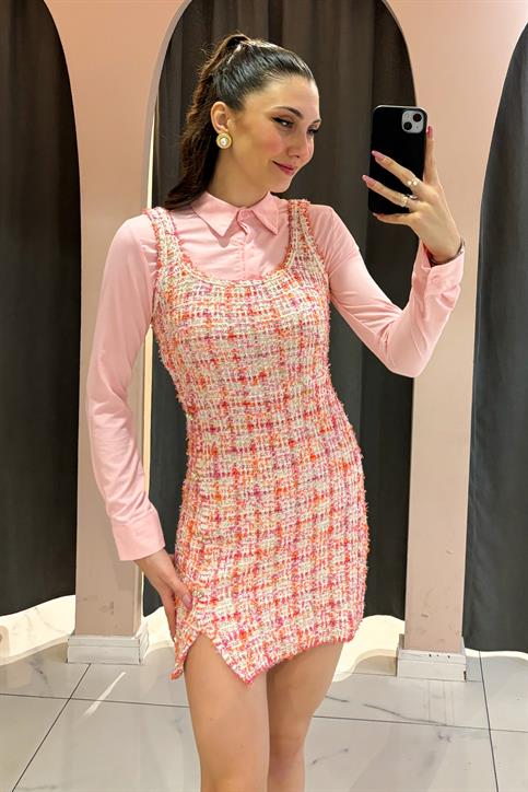 Pembe Triko Tüvit Elbise