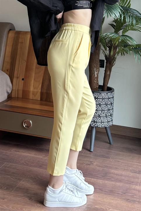 Sarı Beli Lastikli Havuç Pantolon