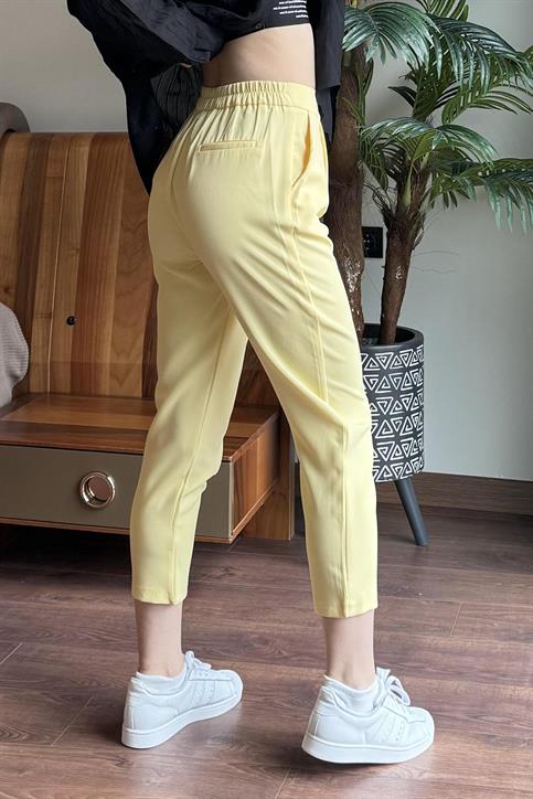 Sarı Beli Lastikli Havuç Pantolon