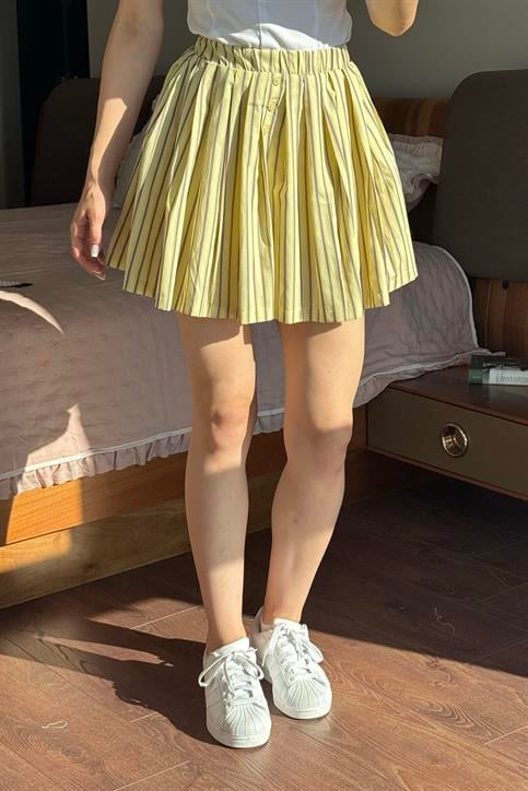 Sarı Çizgili Şort Etek