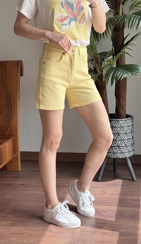 Sarı Şehir Boy Denim Şort