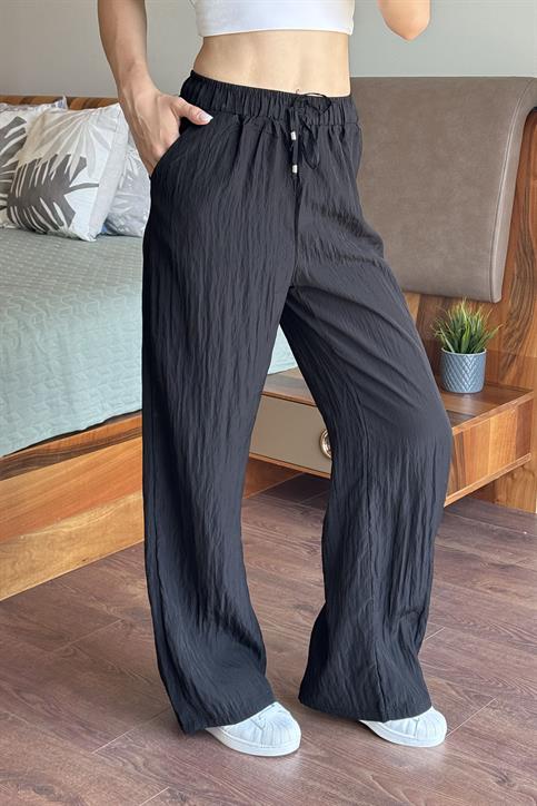 Siyah Beli Lastikli Pantolon