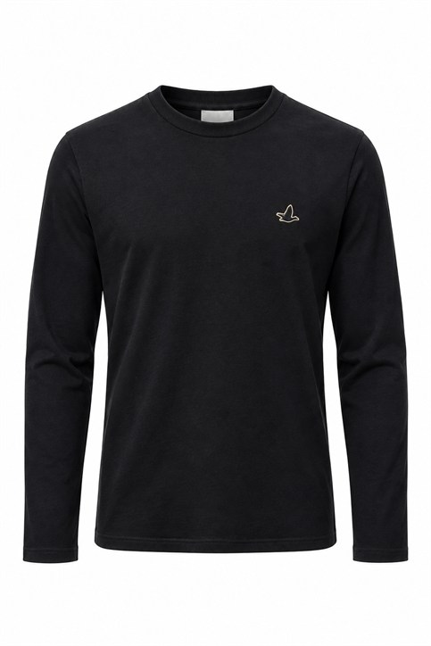 Siyah BYM Gold Kuş Logolu Uzunkollu Shirt